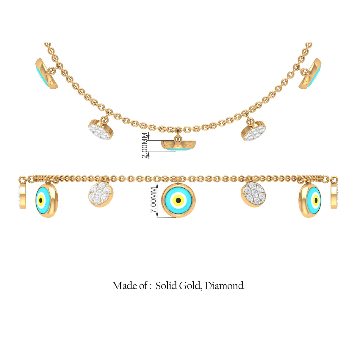 Certified Diamond Evil Eye Chain Bracelet