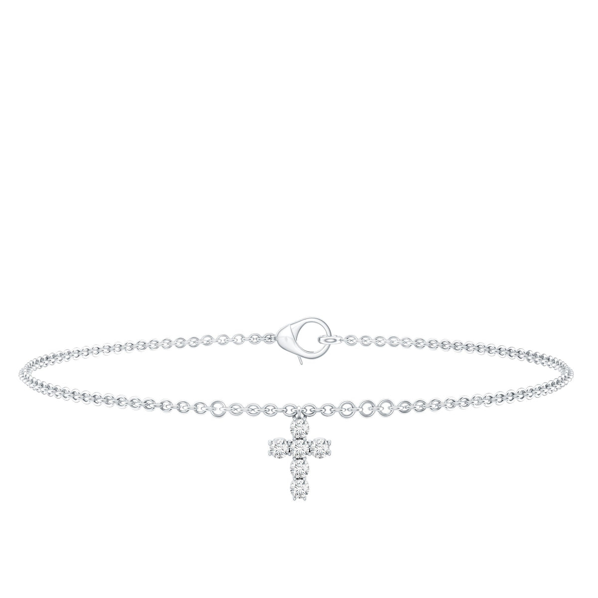 Certified Moissanite Cross Charm Chain Bracelet for Women