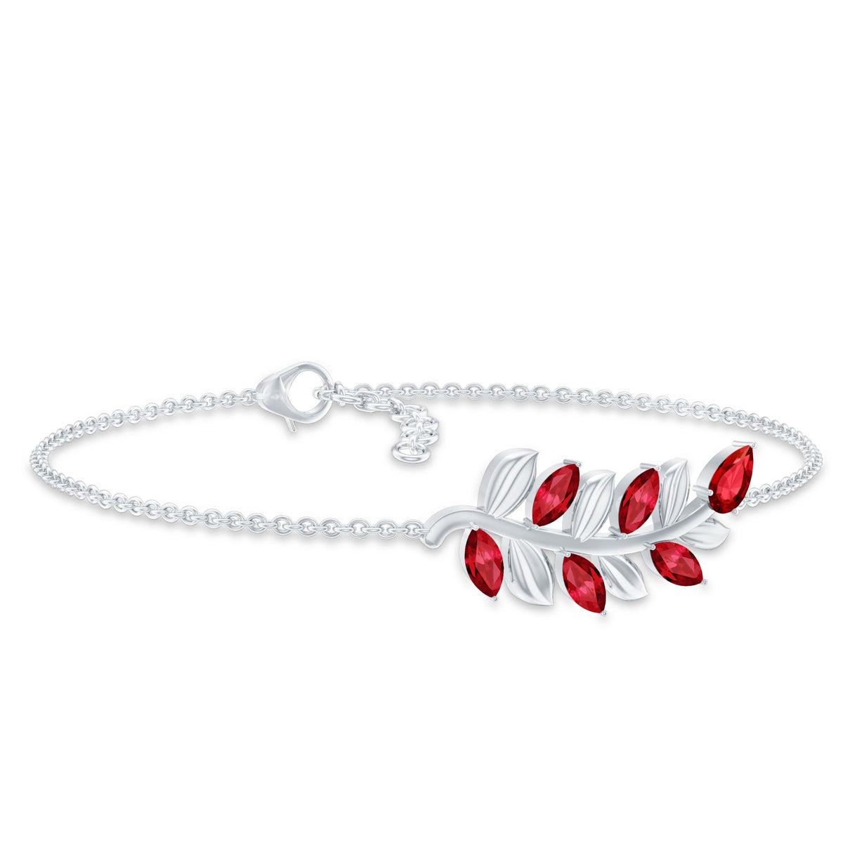 Certified Lab Grown Ruby Leaf Chain Bracelet