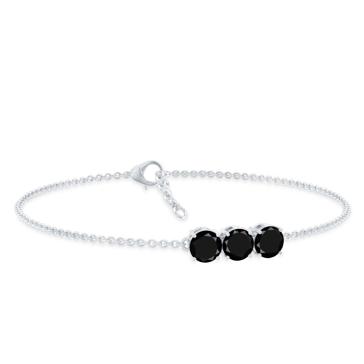 Black Onyx Three Stone Chain Bracelet with Certificate