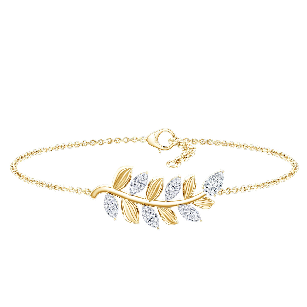 Certified Moissanite Leaf Chain Bracelet for Women