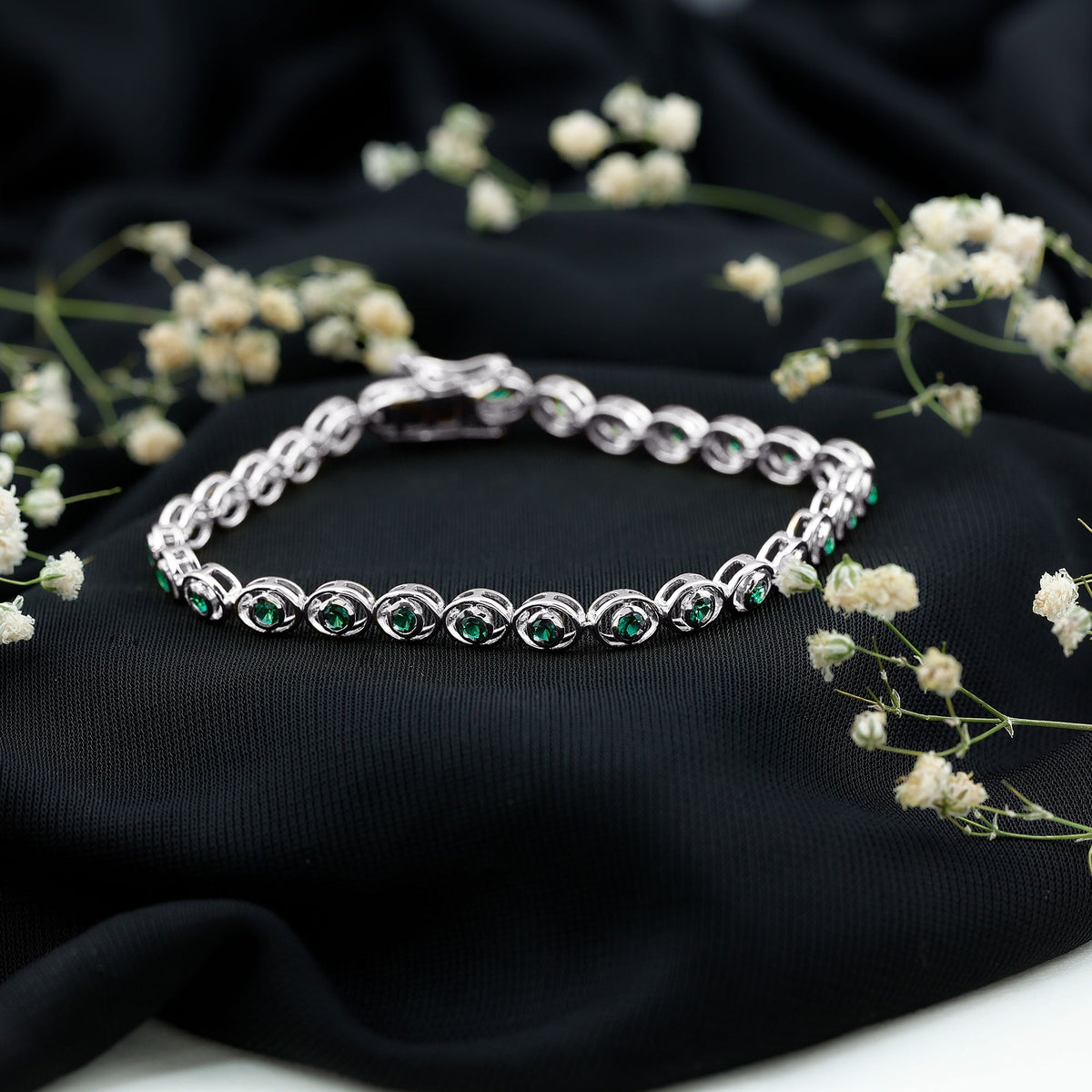 Lab Created Emerald Tennis Bracelet in Bezel Setting