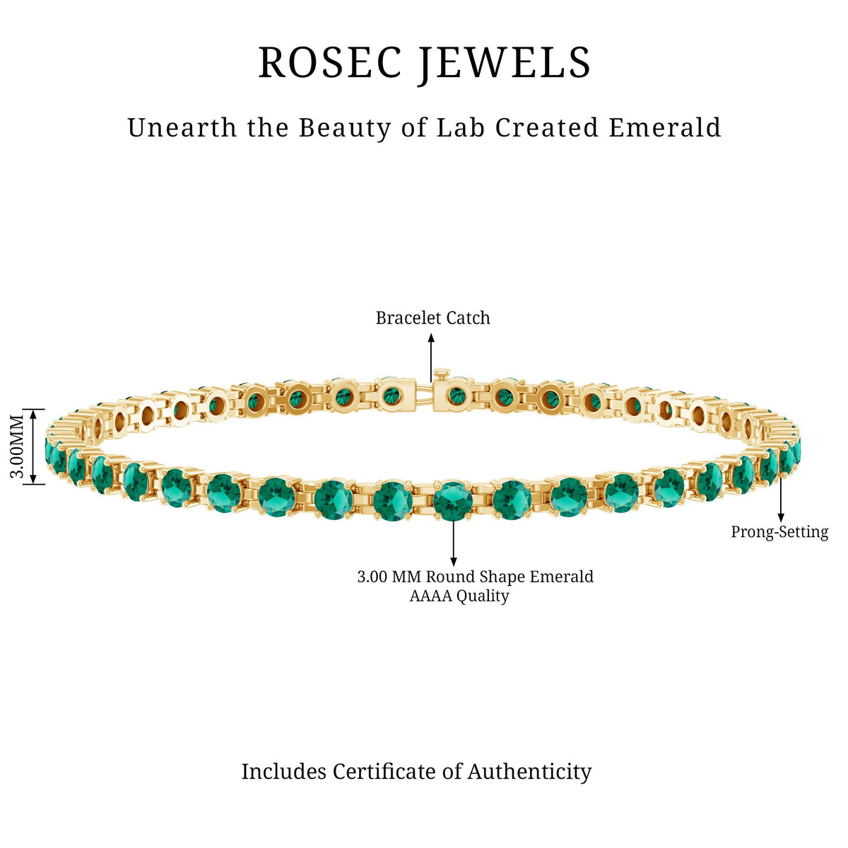 Certified Lab Grown Emerald Tennis Bracelet For Wedding