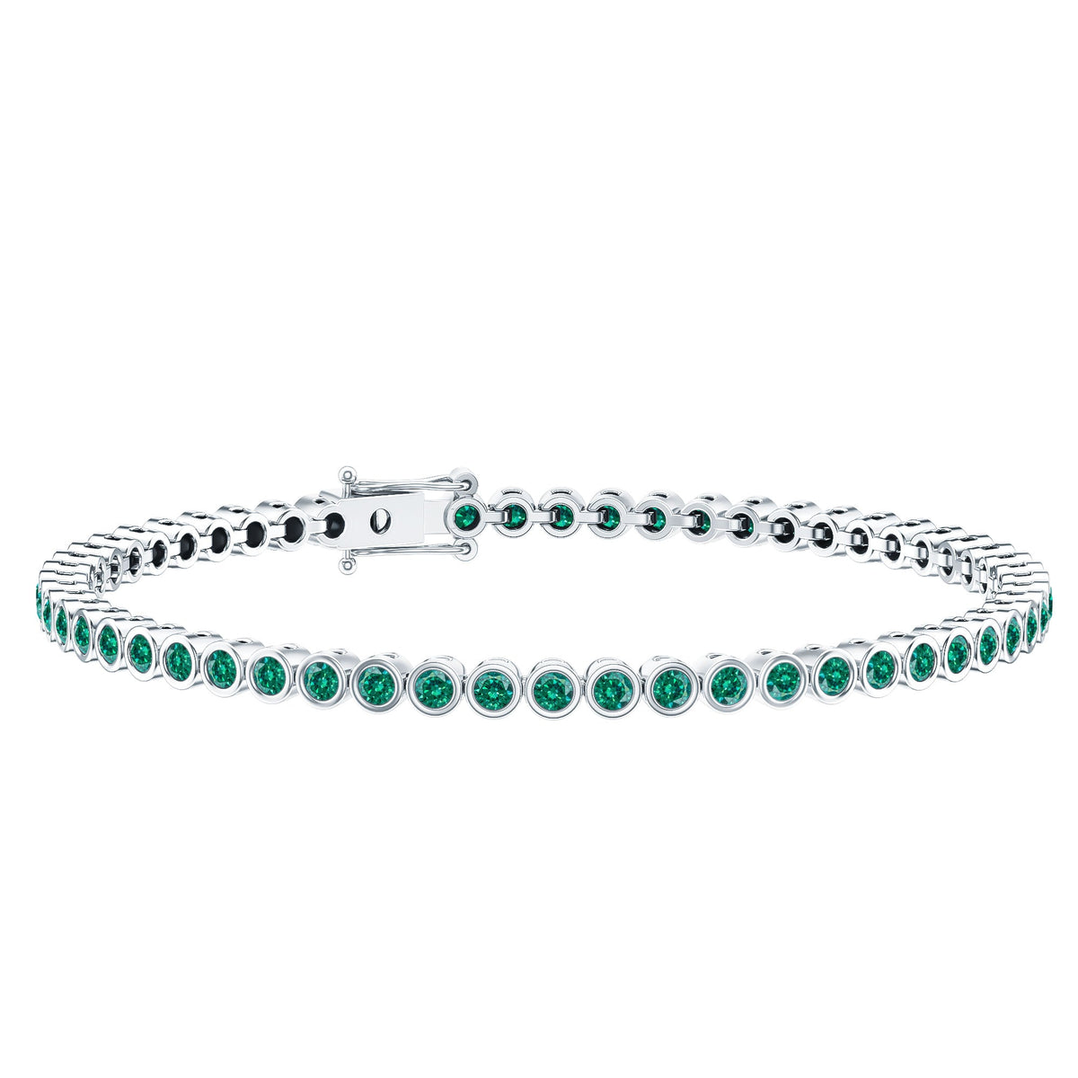 Bezel Set Lab Created Emerald Tennis Bracelet for Women