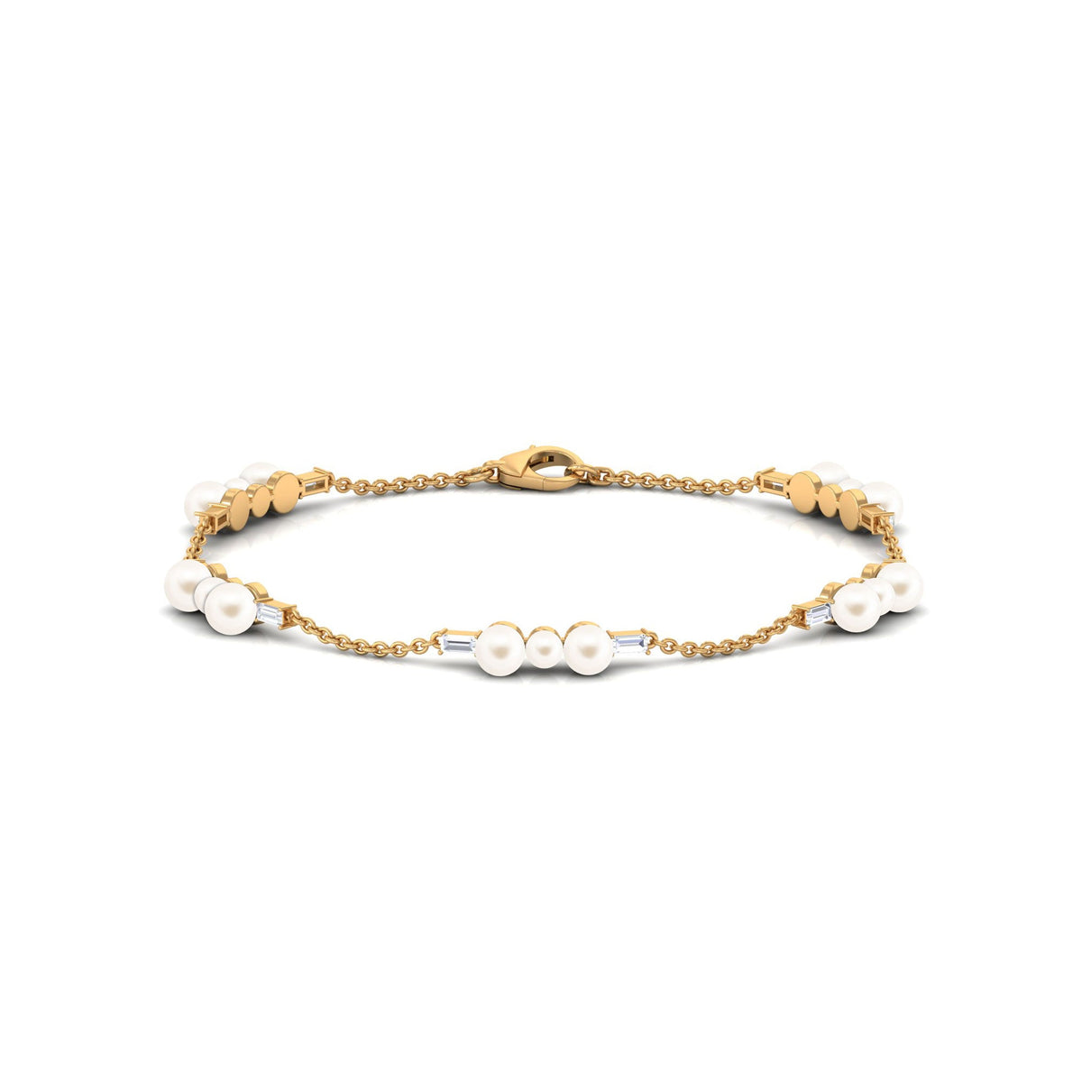Certified Freshwater Pearl Station Bracelet with Moissanite