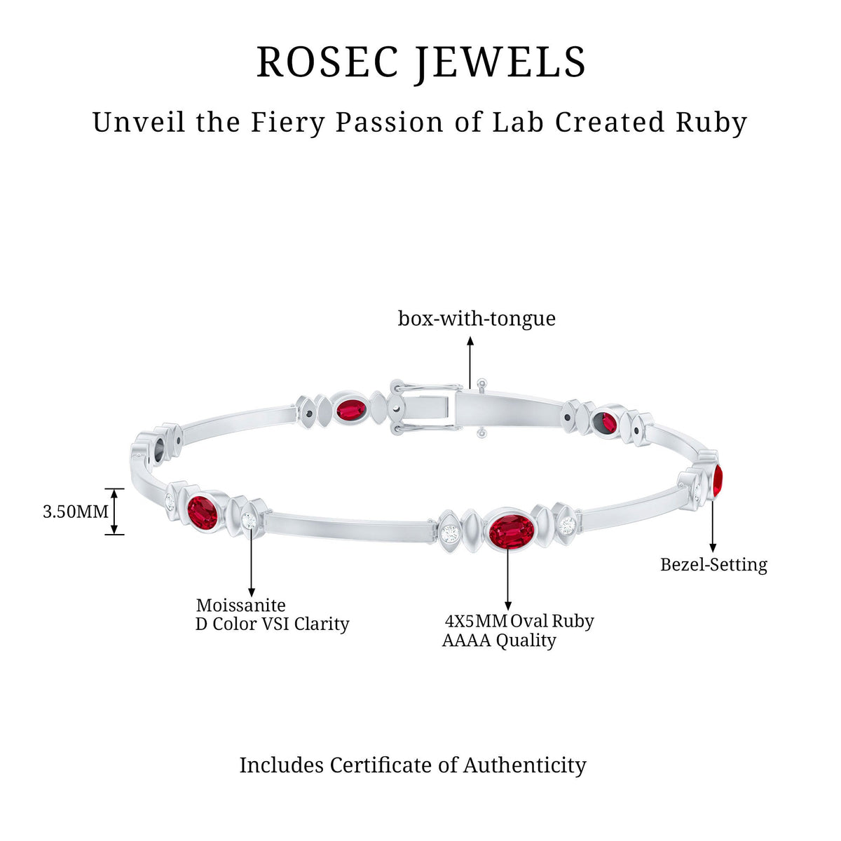 Oval Lab Grown Ruby Link Bracelet with Diamond