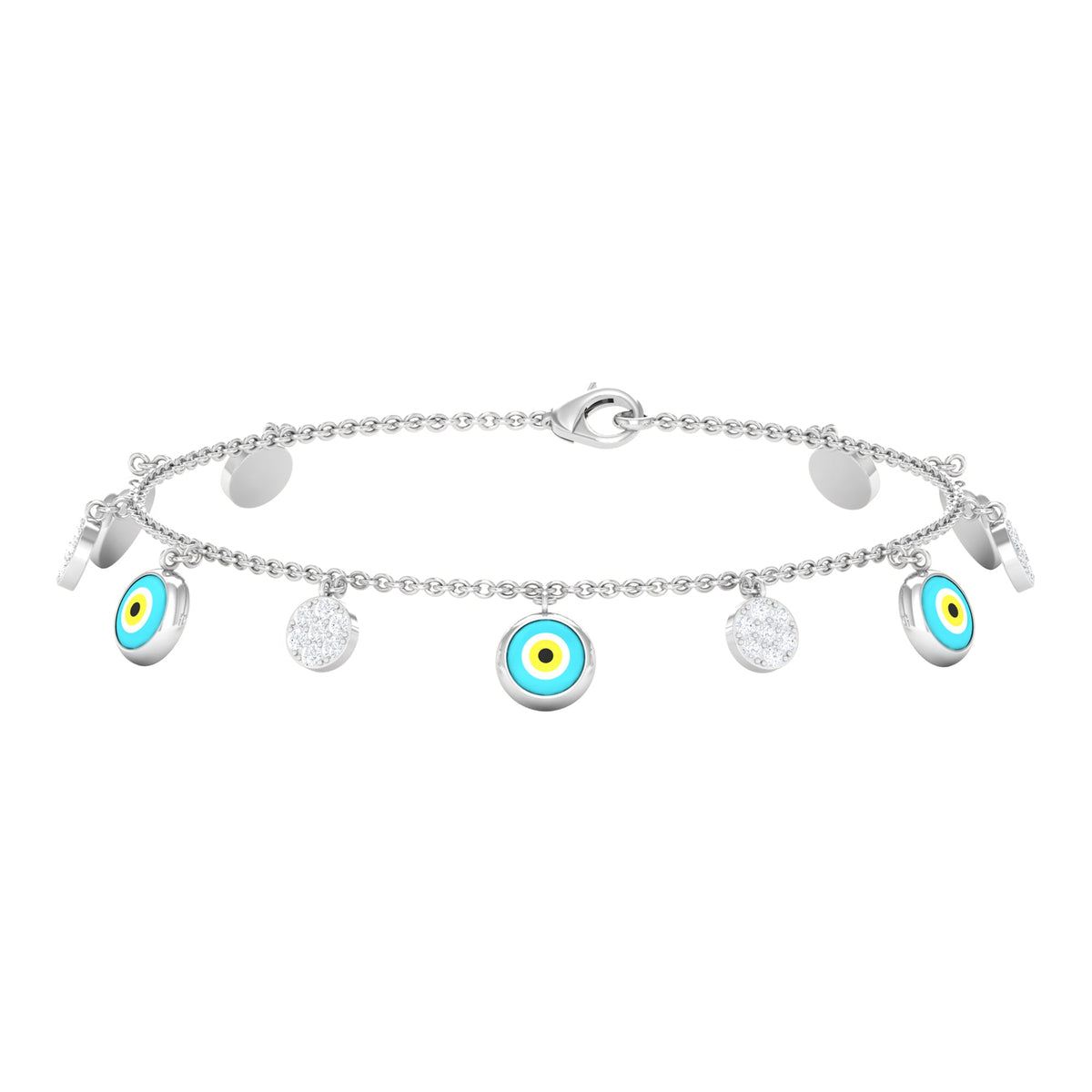 Certified Diamond Evil Eye Chain Bracelet