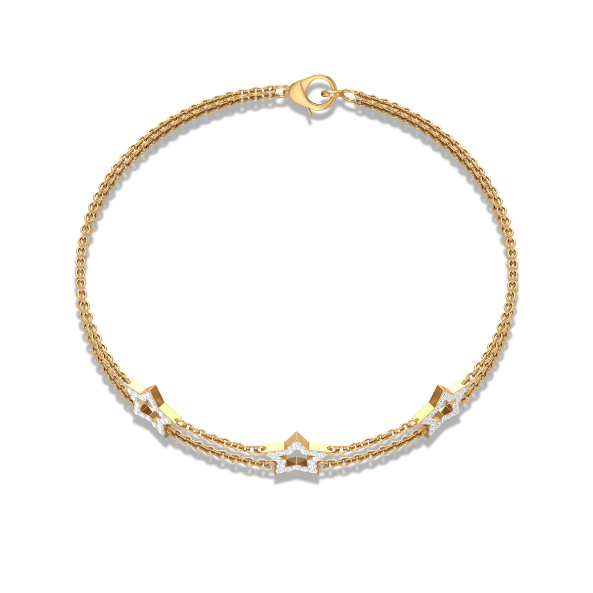 Certified Diamond Star Double Chain Bracelet