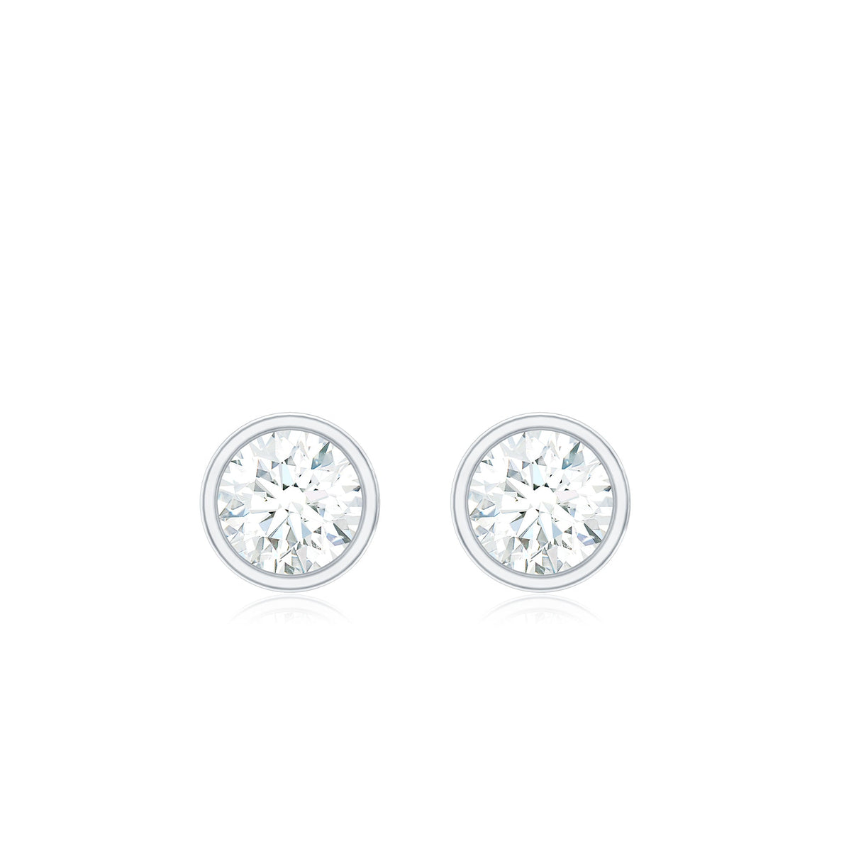 Dainty Moissanite Solitaire Stud Earrings in Bezel Setting