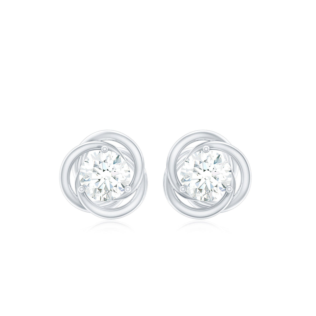 Real Diamond Swirl Stud Earrings for Women