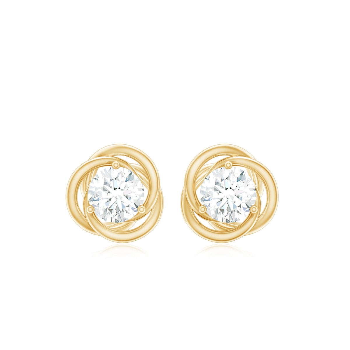 Real Diamond Swirl Stud Earrings for Women