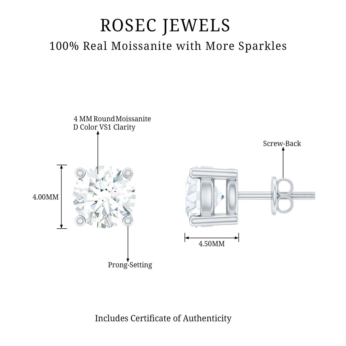 Brilliant Cut Diamond Stud Earrings in Prong Setting