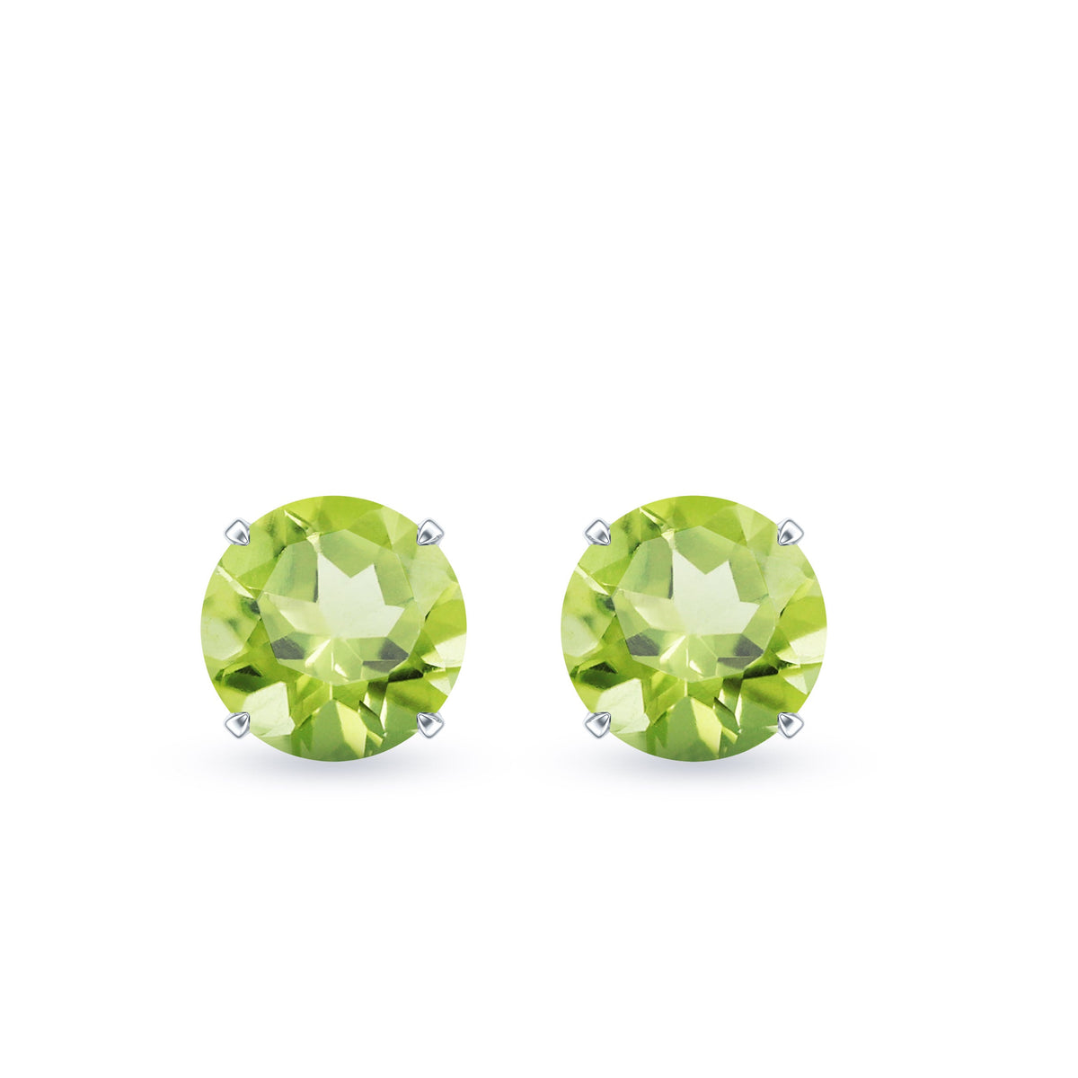 Natural 1 Carat Peridot Stud Earrings with Screw Back