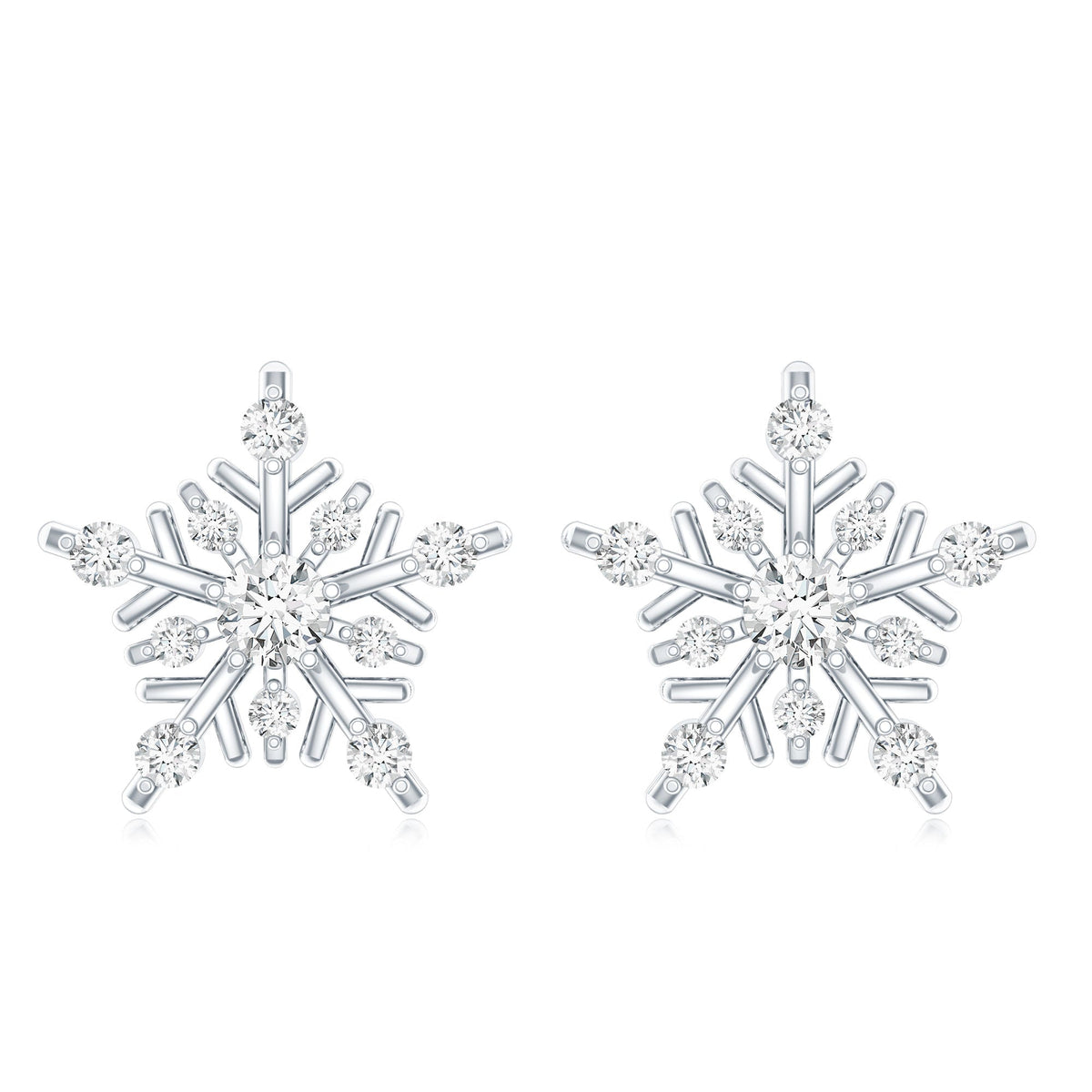 Certified Moissanite Snowflake Stud Earrings for Women