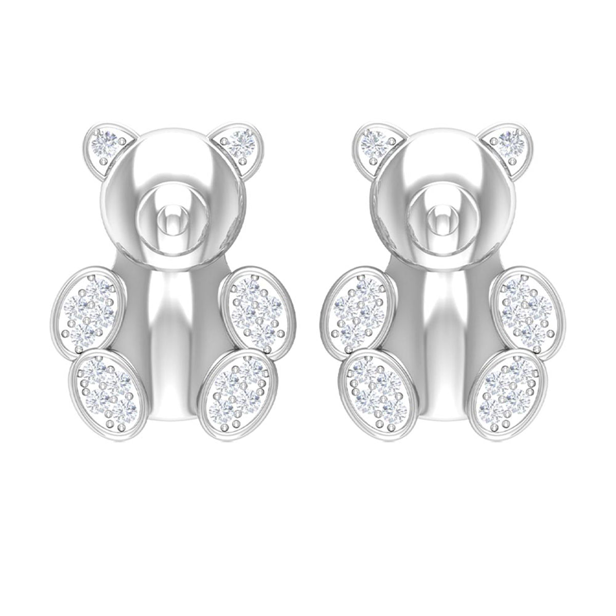 Teddy Bear Stud Earrings for Women with Diamonds