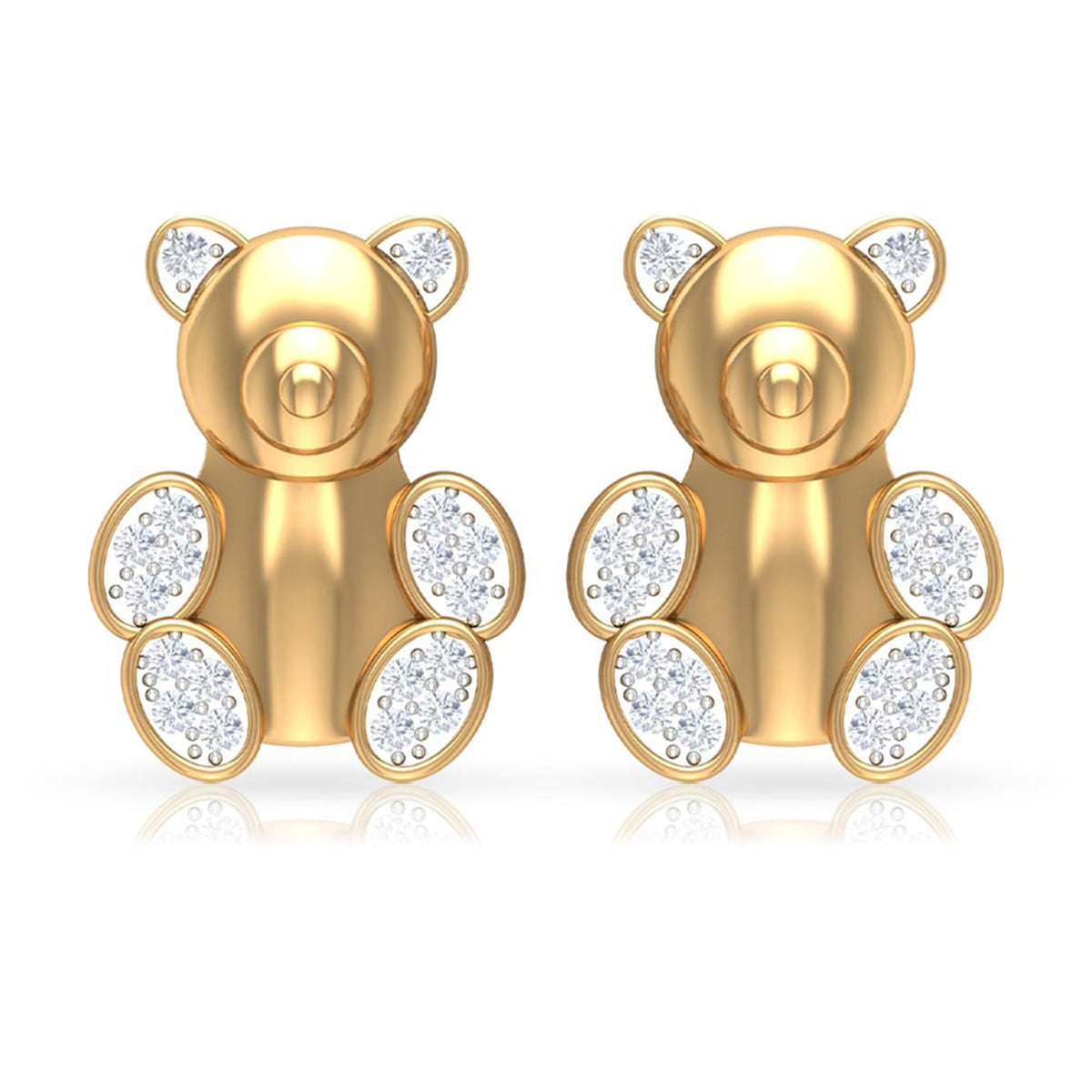 Teddy Bear Stud Earrings for Women with Diamonds