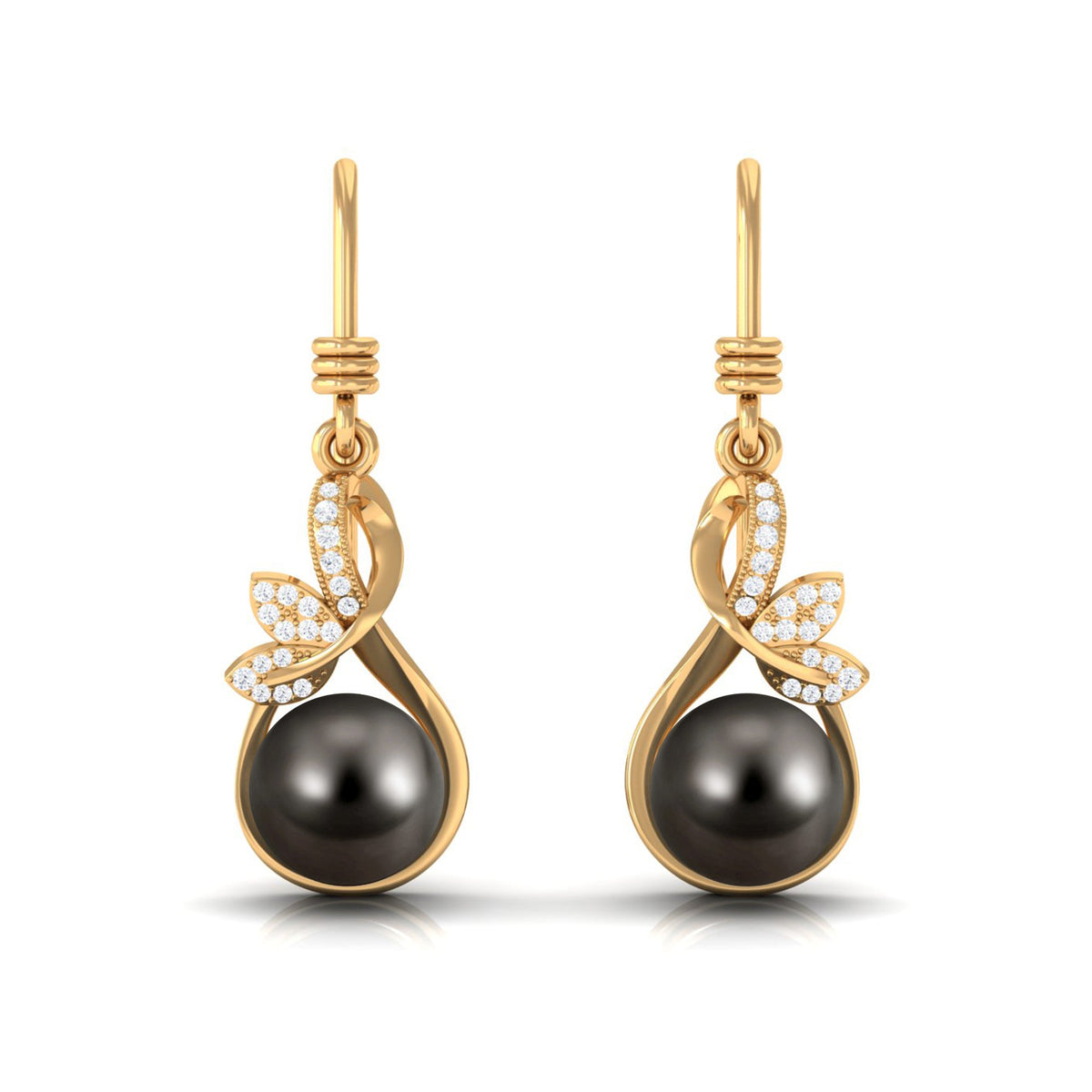 Designer 15 Carat Tahitian Pearl Drop Earrings with Diamond