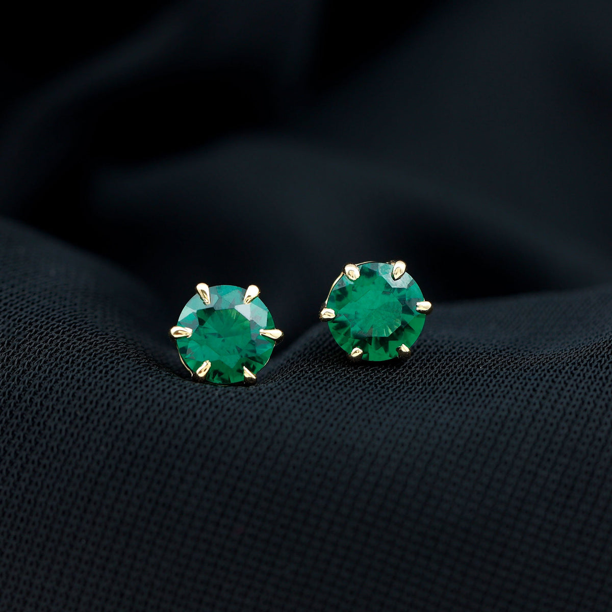 Certified Lab Created Emerald Solitaire Stud Earrings For Her