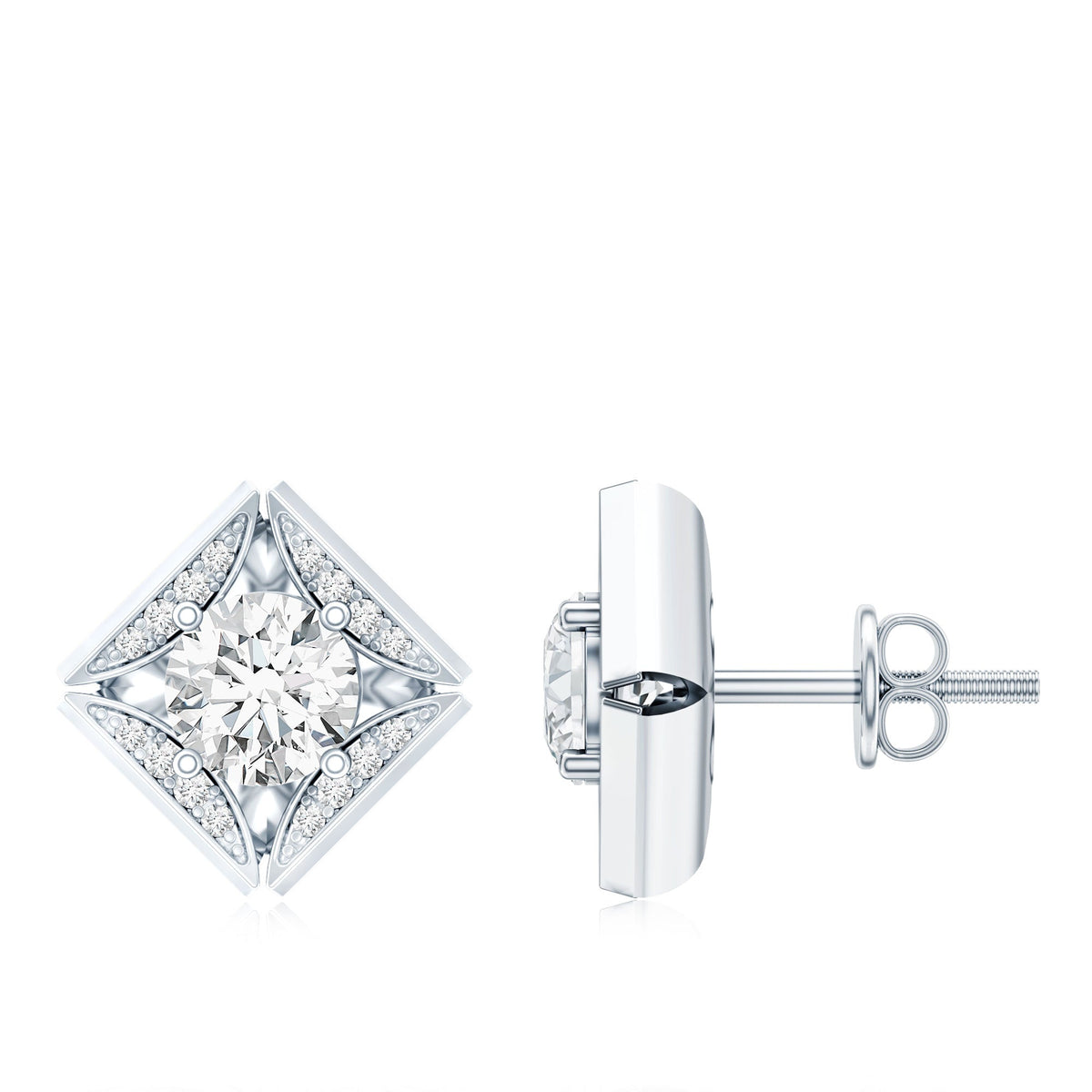 Classic Lab Grown Diamond Stud Earrings With Screw Back