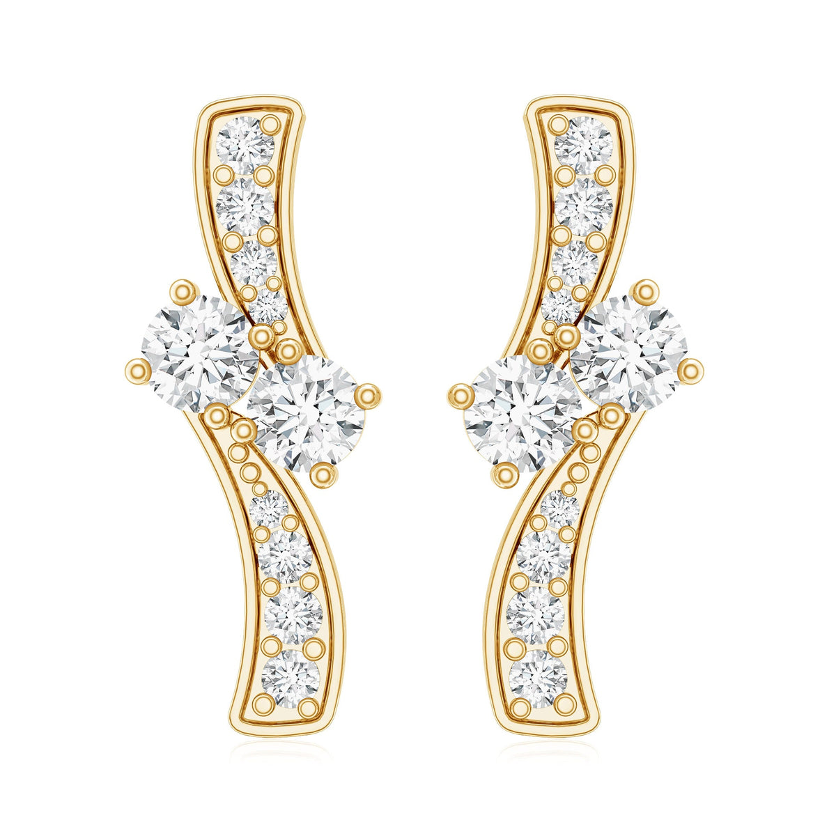 Lab Grown Diamond Two Stone Stud Earrings With Screw Back