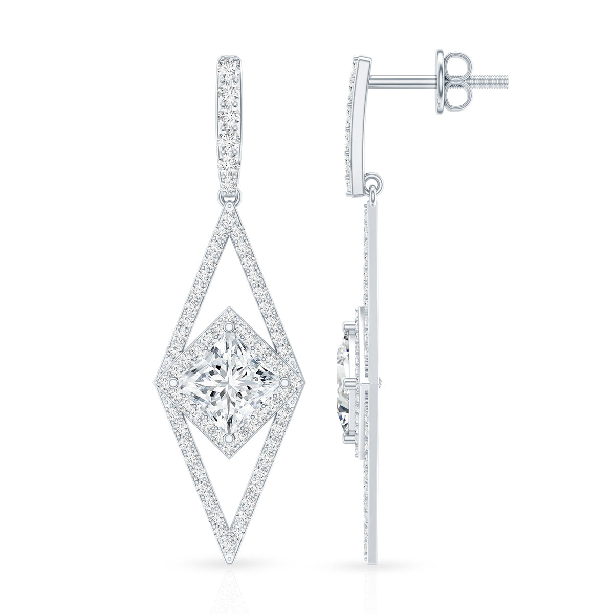 Certified Lab Grown Wedding Dangle Earrings