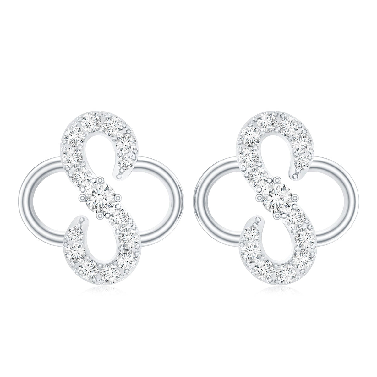 Lab Grown Diamond Floral Stud Earrings with Screw Back