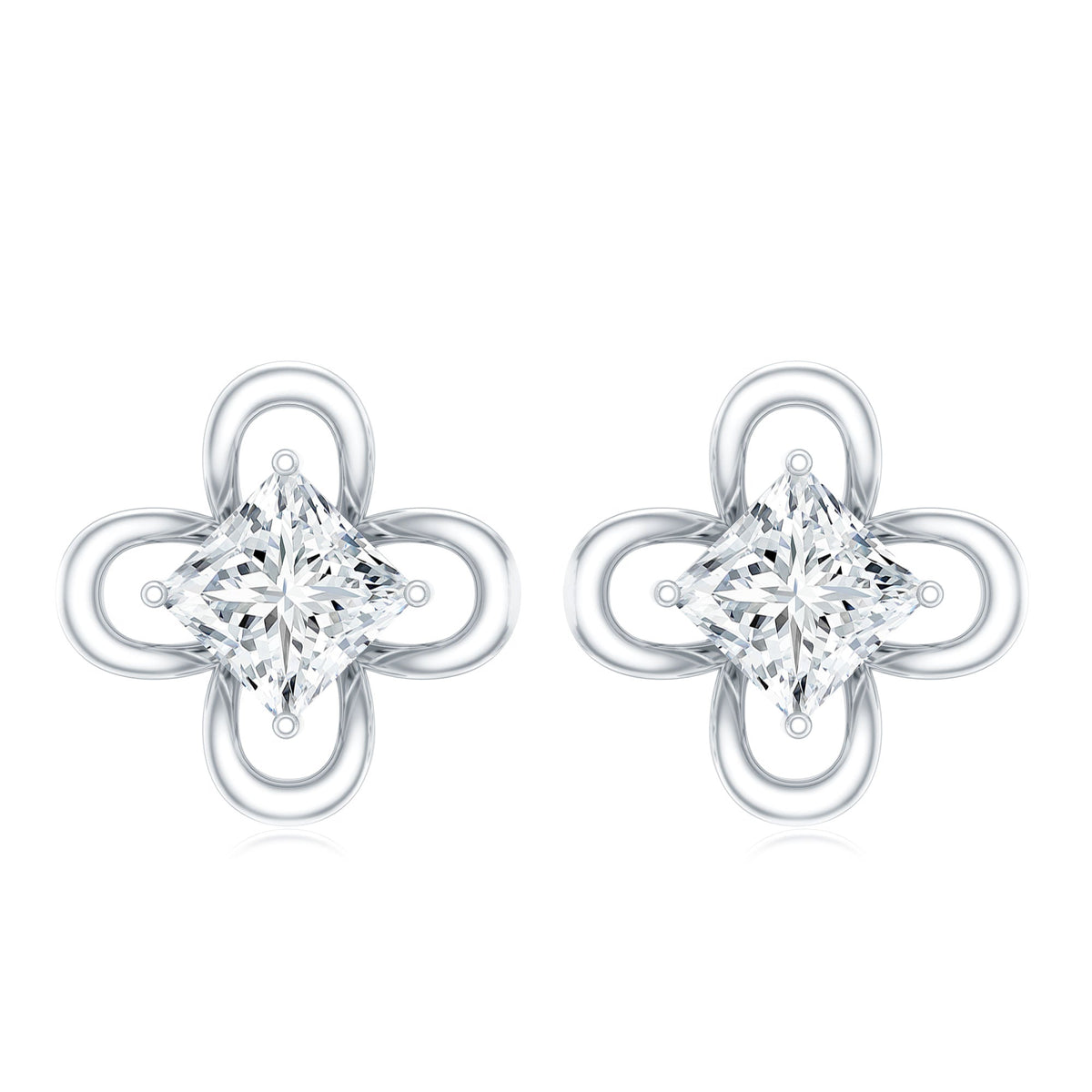 Cute Lab Diamond Flower Stud Earrings