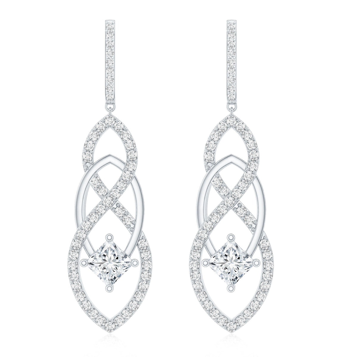 Certified Lab Grown Bridal Dangle Earrings