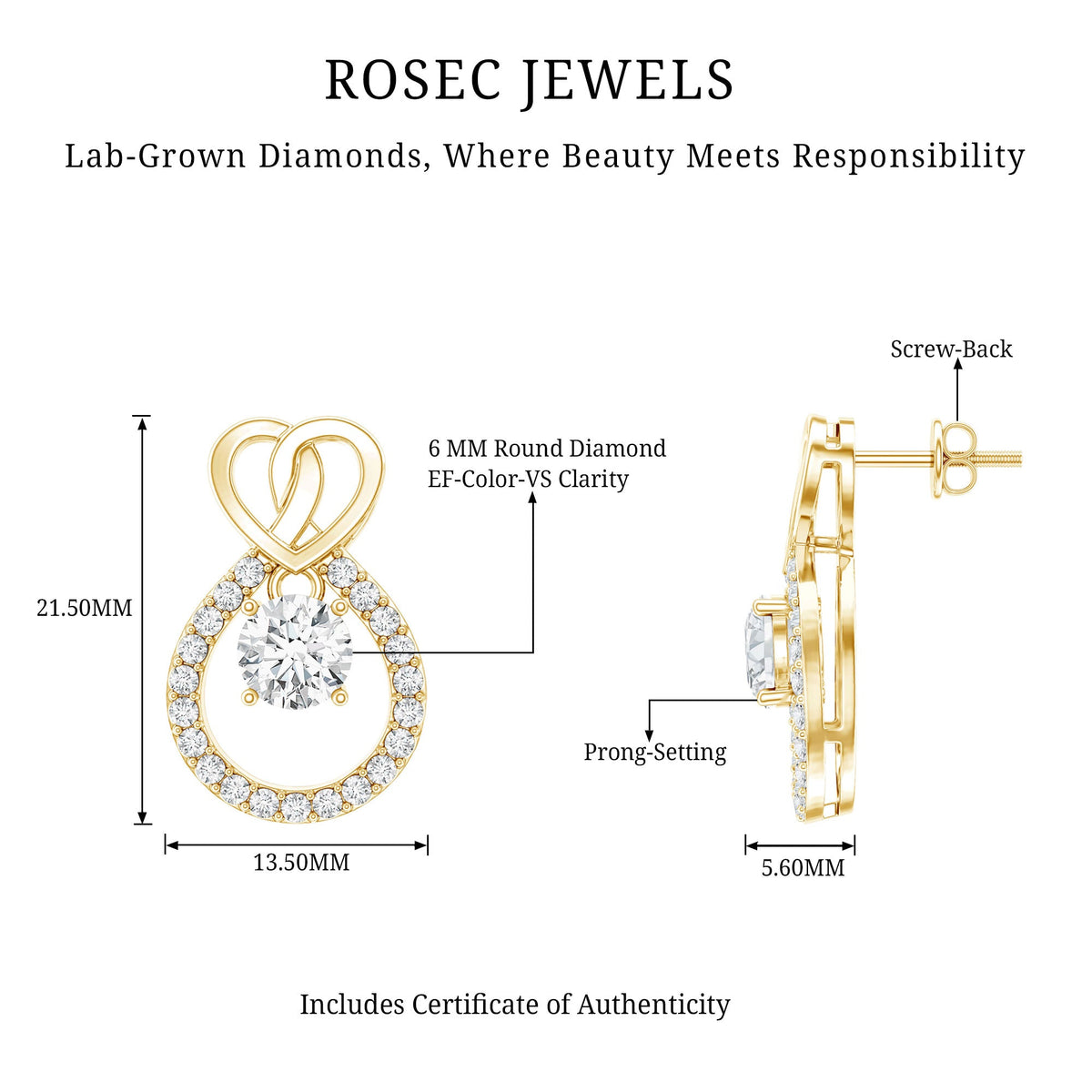 Certified Lab Grown Diamond Infinity Stud Earrings