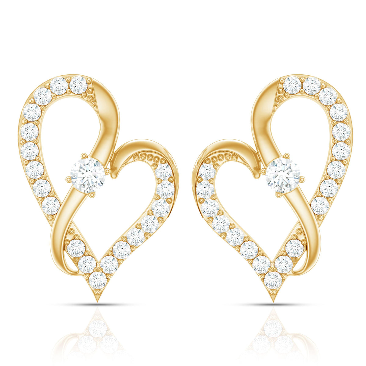 Lab Grown Diamond Heart Stud Earrings with Screw Back