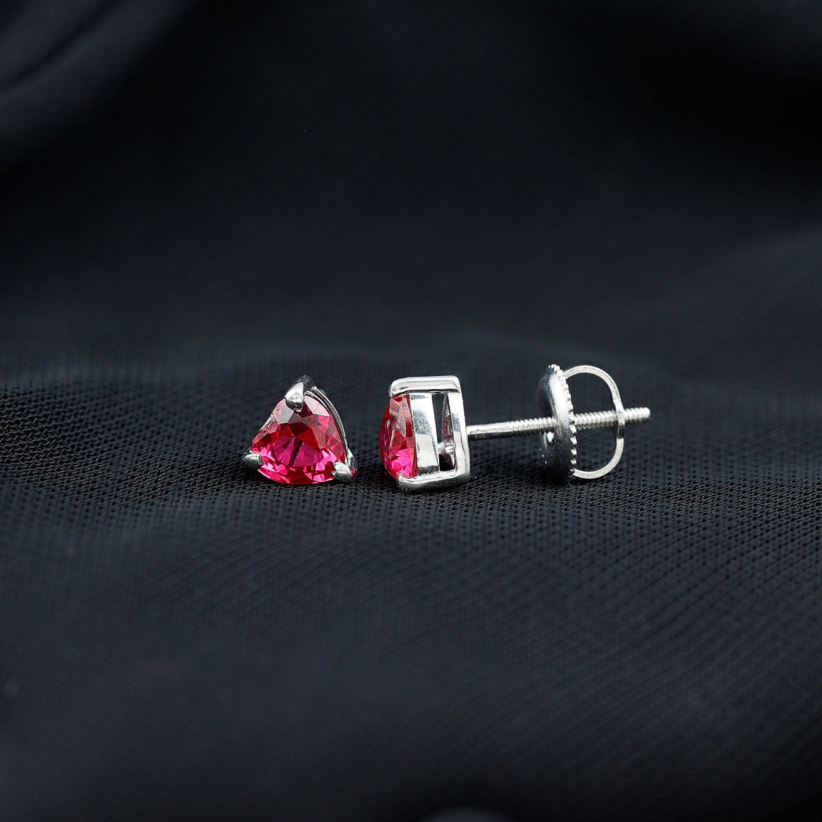 Heart Shape Lab Grown Ruby Valentines Day Earrings