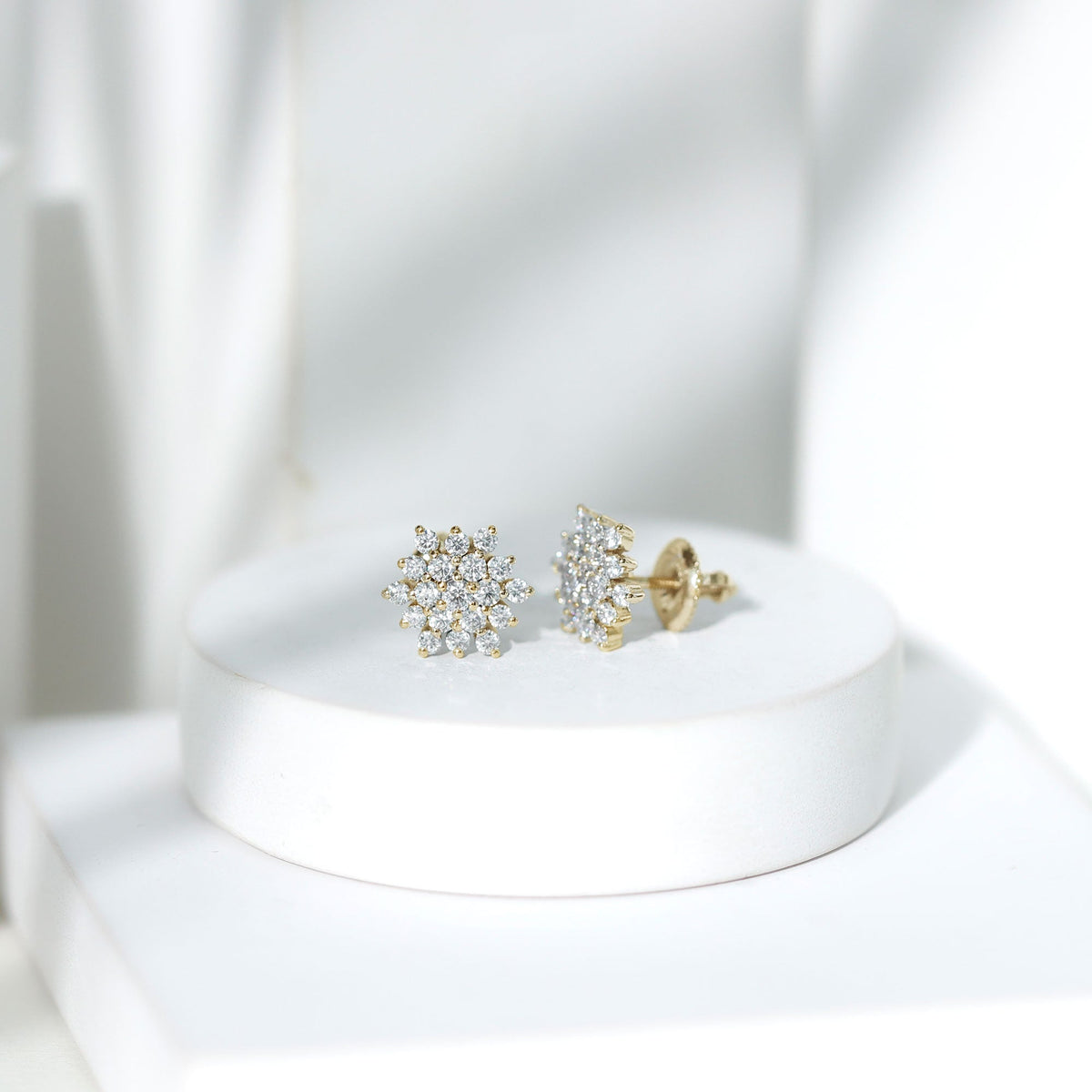 Certified Lab Grown Diamond Flower Statement Earrings