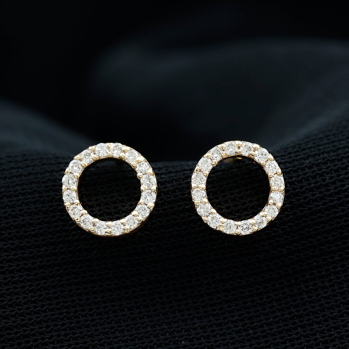 Lab Grown Diamond Circle Stud Earrings With Screw Back