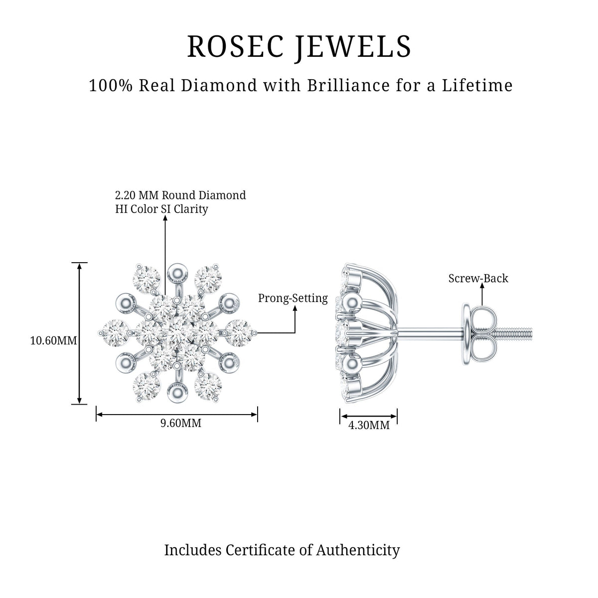 Diamond Cluster Stud Earrings
