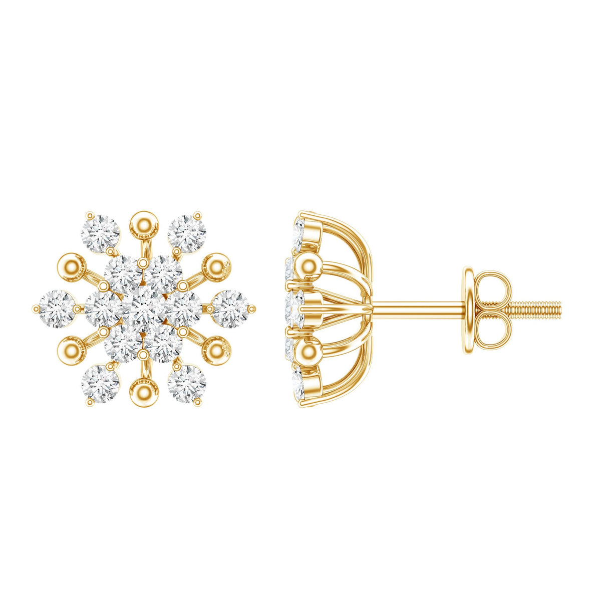Diamond Cluster Stud Earrings