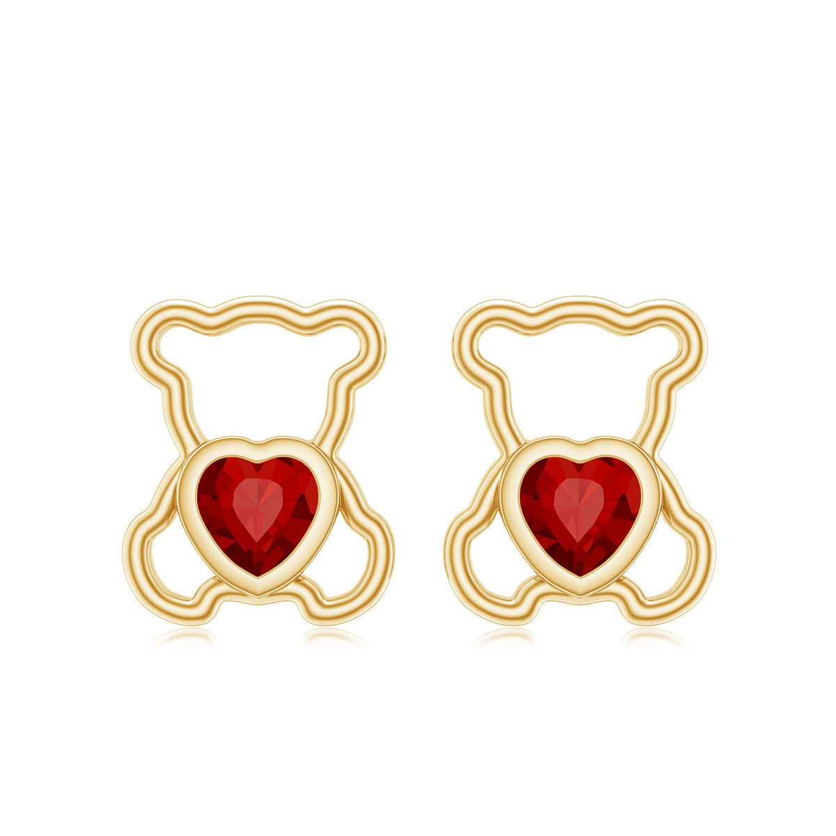 Certified Lab Created Ruby Teddy Bear Stud Earrings