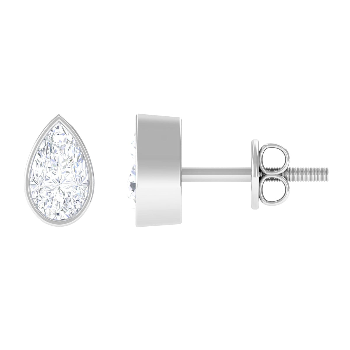 Pear Cut Natural Diamond Solitaire Stud Earrings