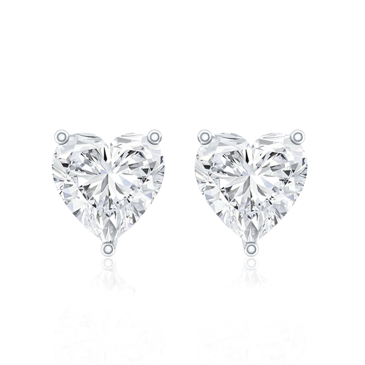Certified Real Diamond Heart Shaped Earrings with Screw Back