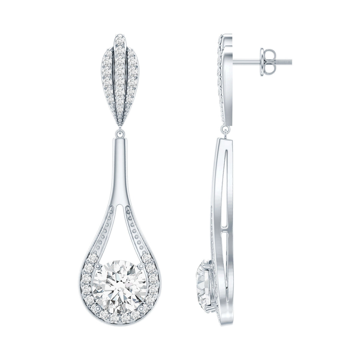 Certified Lab Grown Diamond Long Dangle Earrings