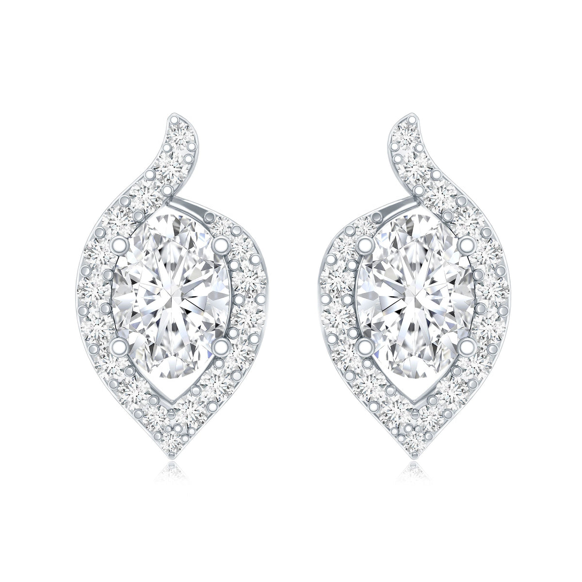 Certified 1.5 Carat Oval Lab Grown Diamond Stud Earrings For Women