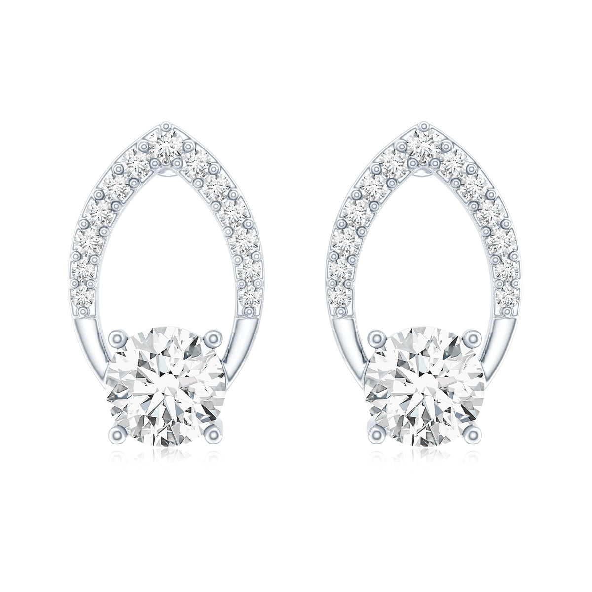 Certified 0.9 Carat Lab Grown Diamond Leaf Stud Earrings