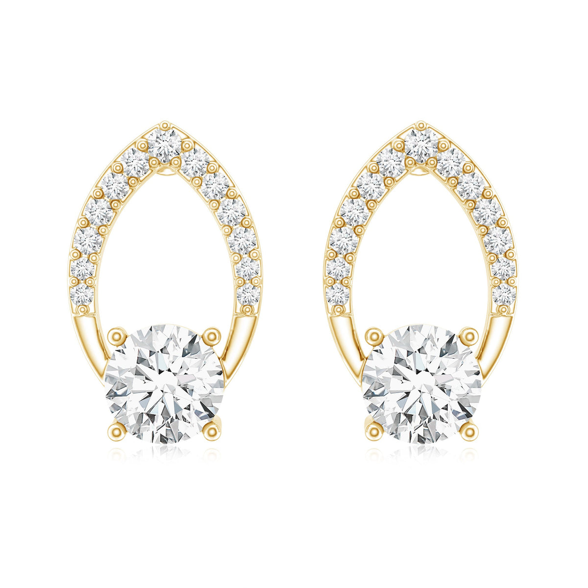 Certified 0.9 Carat Lab Grown Diamond Leaf Stud Earrings