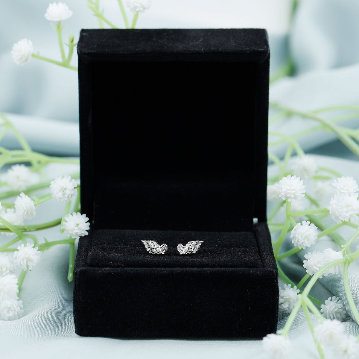 Certified Lab Grown Diamond Leaf Stud Earrings With Screw Back
