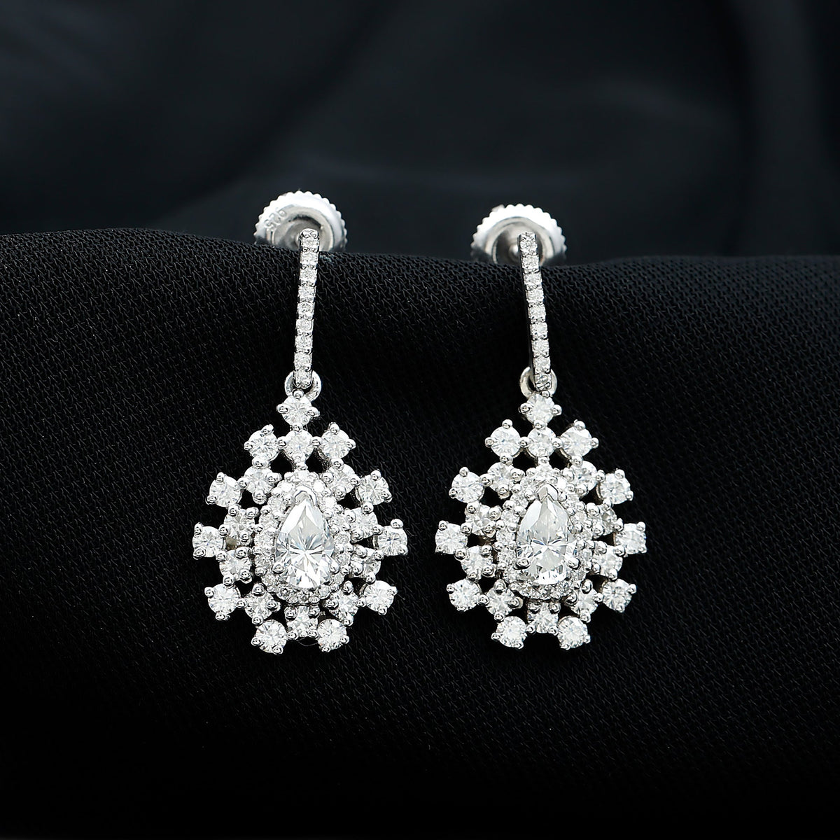 Certified Pear Shape Lab Grown Diamond Bridal Drop Earrings