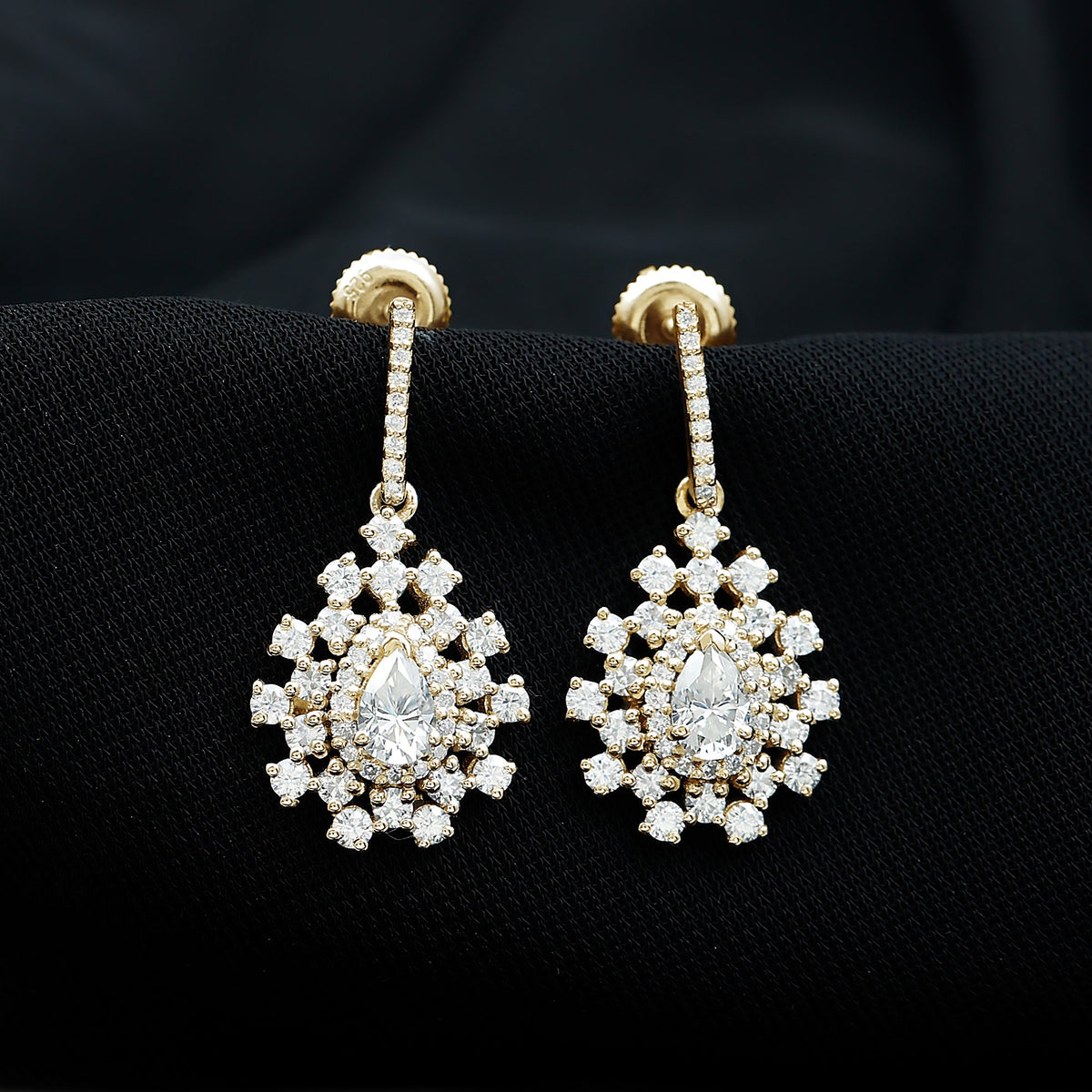 Certified Pear Shape Lab Grown Diamond Bridal Drop Earrings