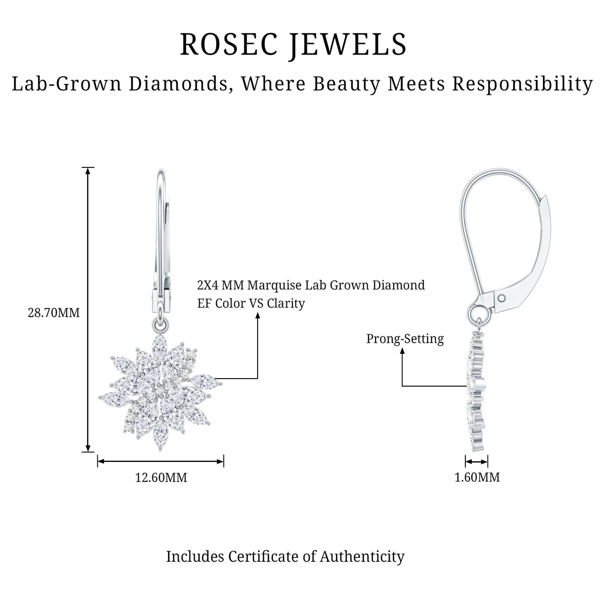 Lab Grown Diamond Flower Hoop Earrings