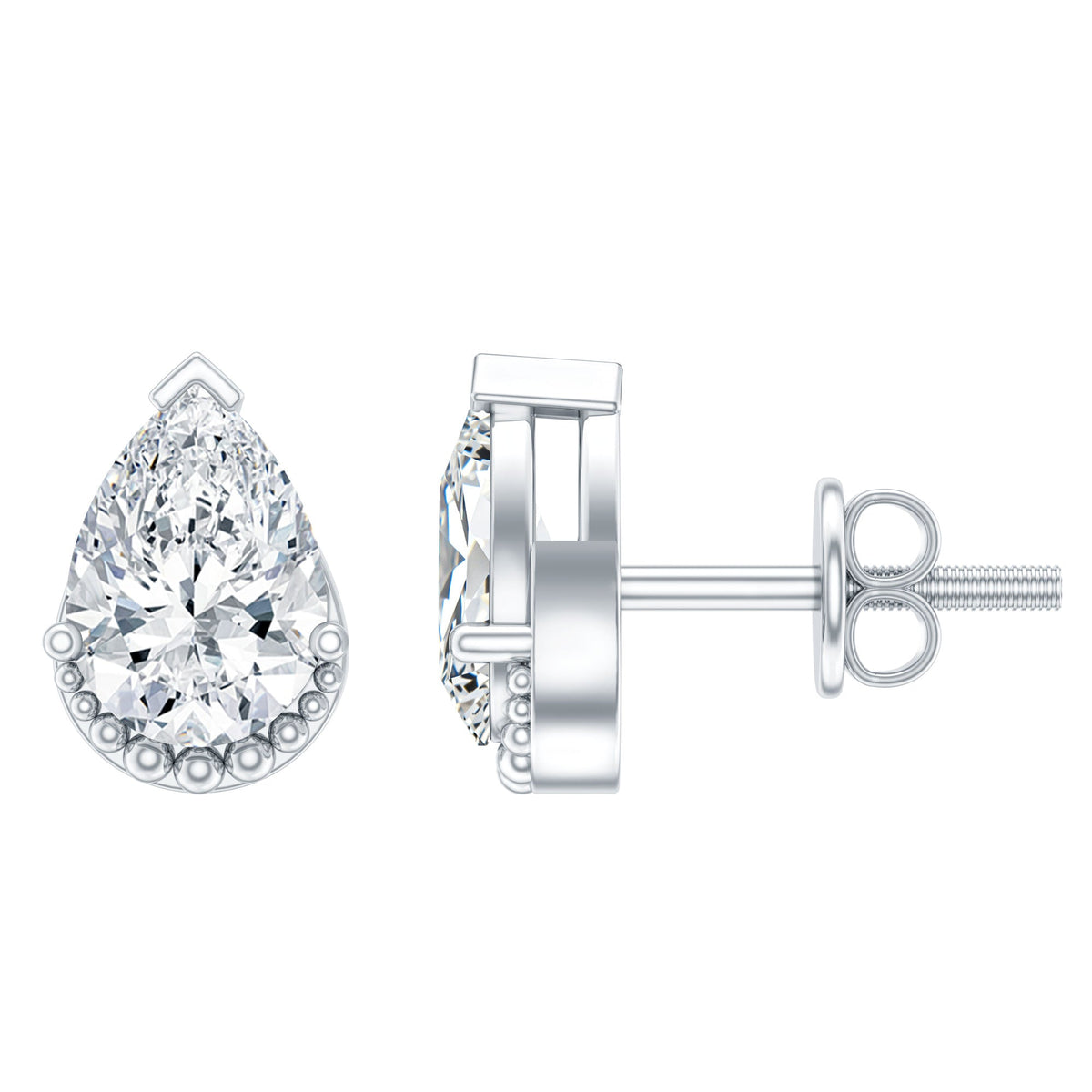 Certified Lab 1.3 Carat Pear Diamond Designer Stud Earrings
