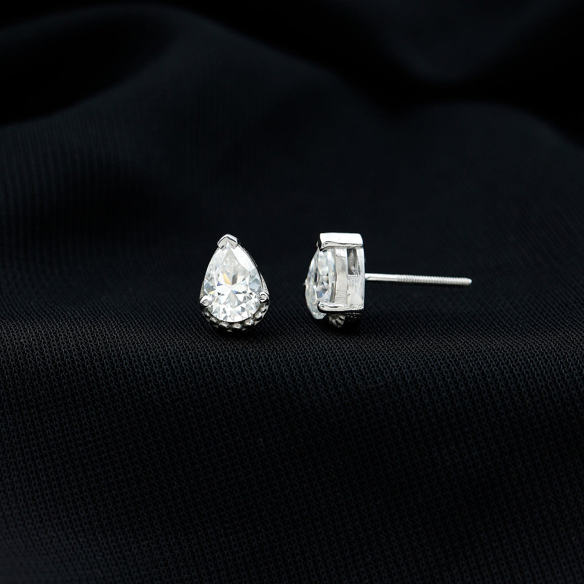 Certified Lab 1.3 Carat Pear Diamond Designer Stud Earrings
