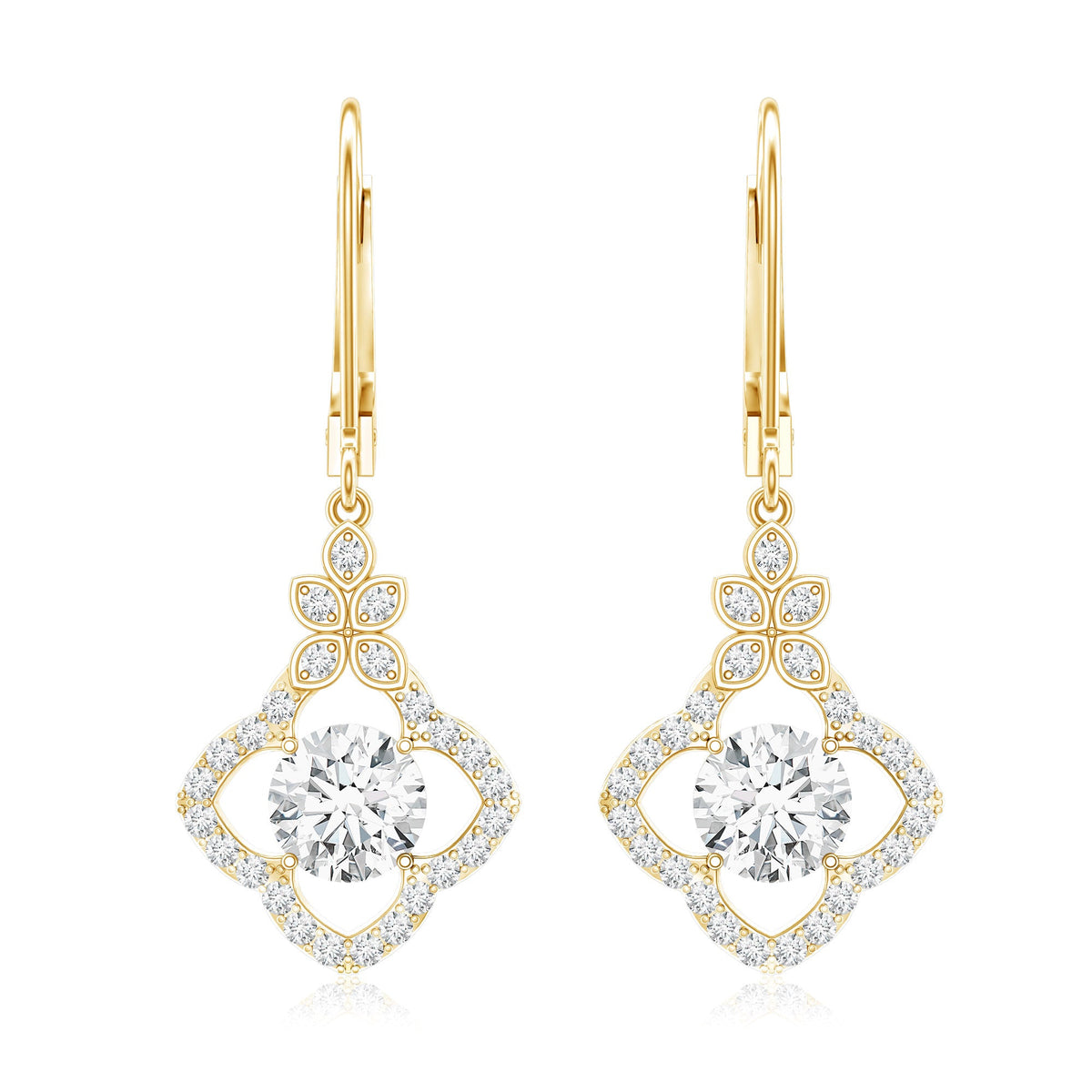 1.9 Carat Certified Lab Round Diamond Flower Drop Earrings