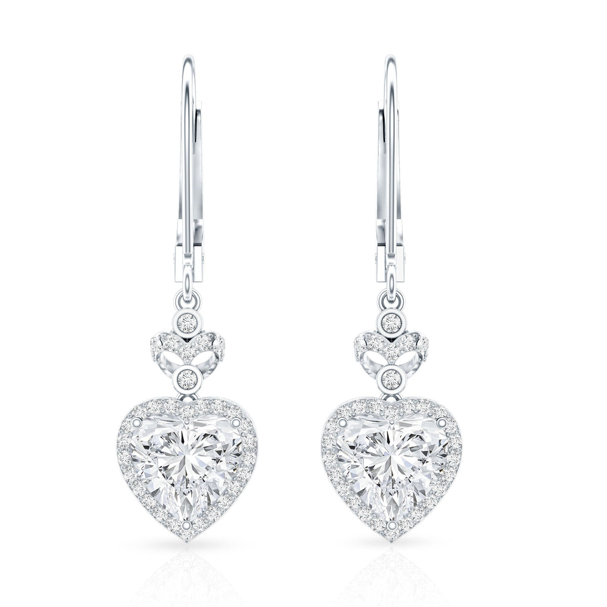 Certified 2.5 Carat Lab Grown Diamond Heart Drop Earrings